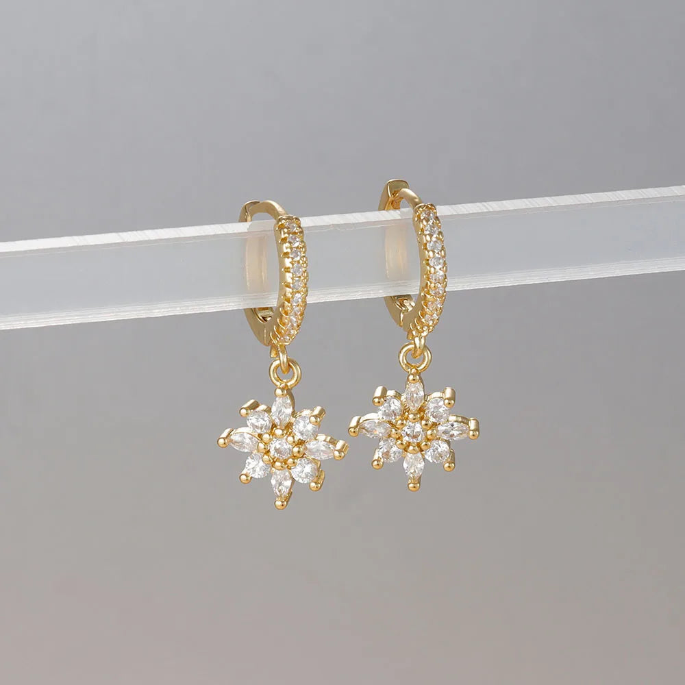 Luxury Stainless Steel Star Dangle Earrings For Women Sparkling Zircons Geometric Ear Piercing Earring Fashion Jewelry aretes