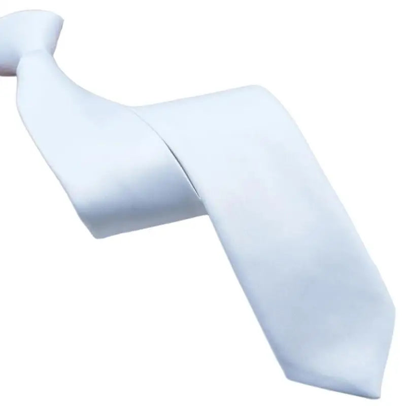 Fashionable Zippered Neck Tie in Classical Color for Wedding Parties and Everyday Wear White Silk Pre Tied Necktie