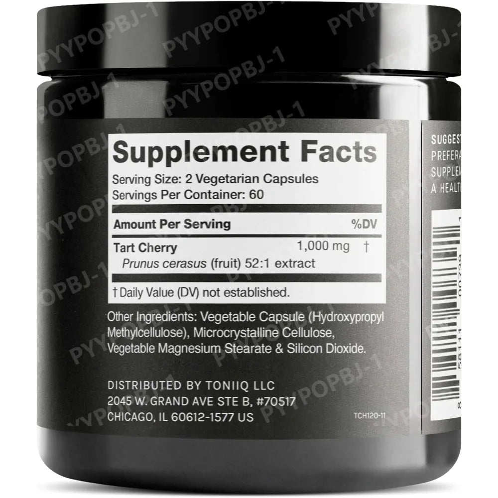 Toniiq Tart Cherry Capsules Ultra High Potency 52:1 Extract - Highly Concentrated - Third-Party Lab Tested for Purity & Quality