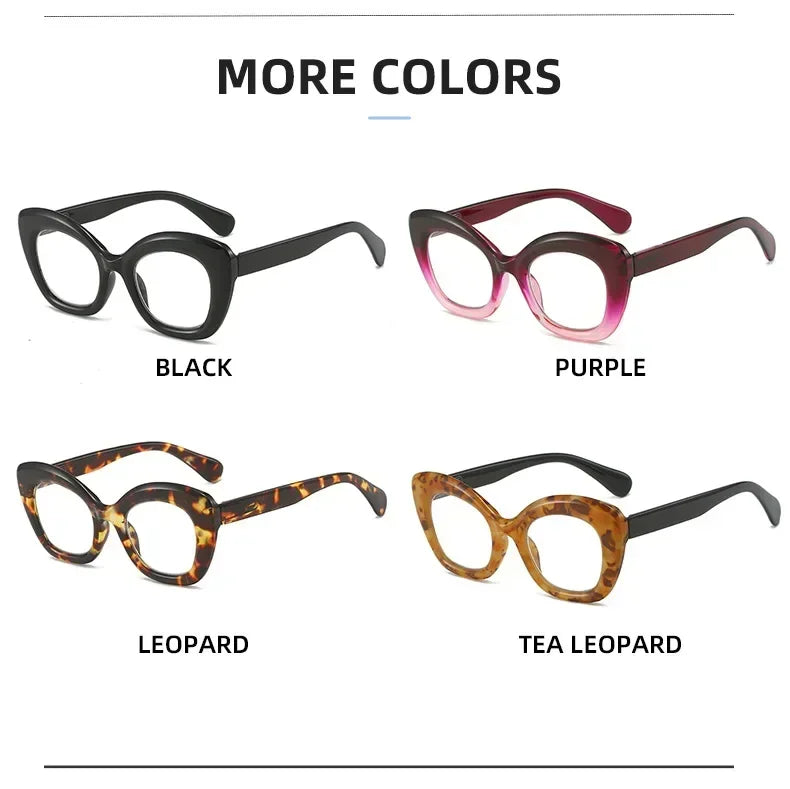 Women Retro Large Frame Reading Glasses Men Anti-blue Fashion High-definition Presbyopia Eyewear Vintage Far Sighted Eyewear