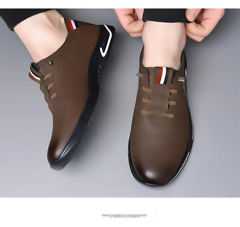 Men's Shoes Fashion Soft Soled Men Casual Shoes British Style Formal Shoes Breathable Lace-Up Bottom Light Sneakers Male Size