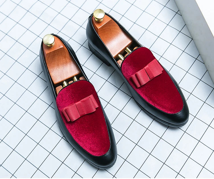 Fashion Wedding Shoes For Men Dress Casual Business Leather Shoes Male Classic Formal Bow Office Social Party Shoes Man Loafers