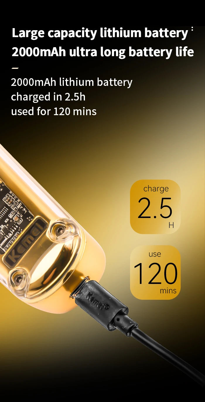 Kemei KM-1806 transparent body professional hair clipper three-speed adjustable speed rechargeable men's hair clipper