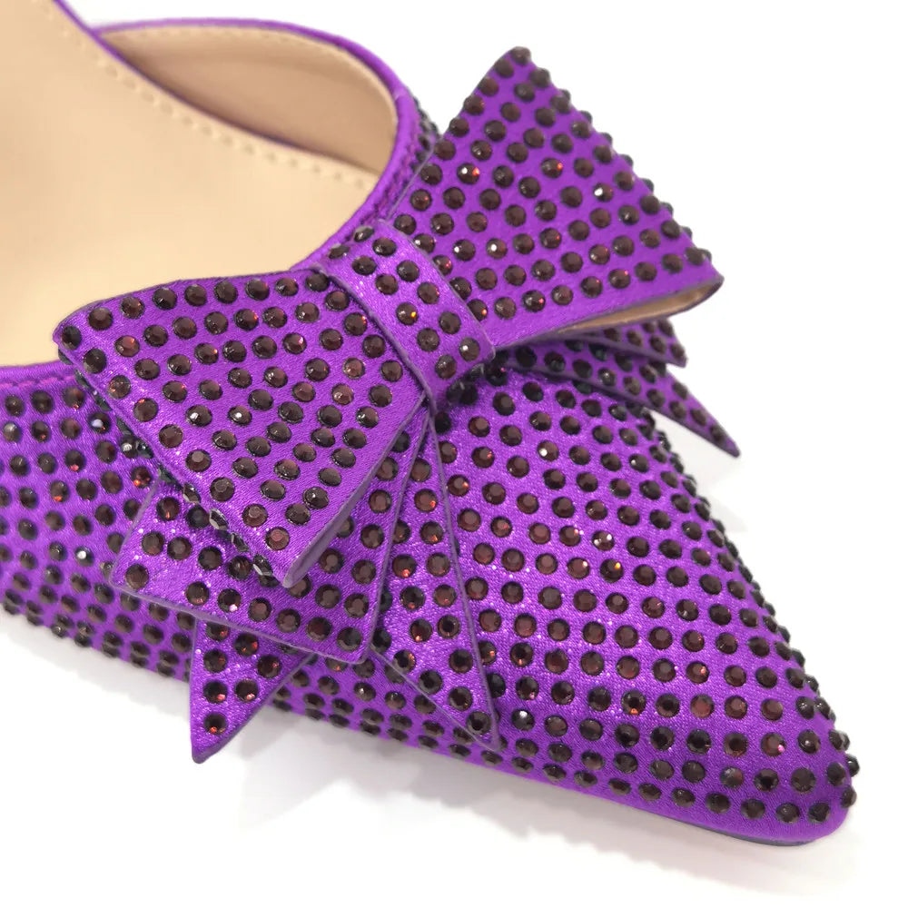 2022 Fashion Womens Dress Shoes Open Toe Ladies Sandals with Heels Latest African Women Wedding Shoes Decorated with Rhinestone
