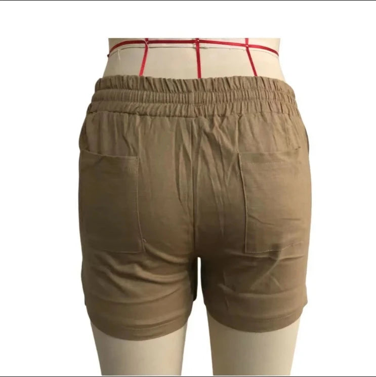 S-5XL Fashion Women Summer Casual Solid Color Elastic Waist Lace Up Split Shorts Casual Short Female Pants