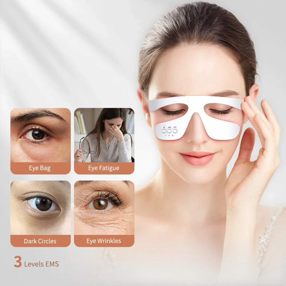 Eye Massager 3 Gear Red light Remove Eye Bags Dark Circles Puffiness Hot Compress Eye Relieve Eye Fatigue Wireless Use