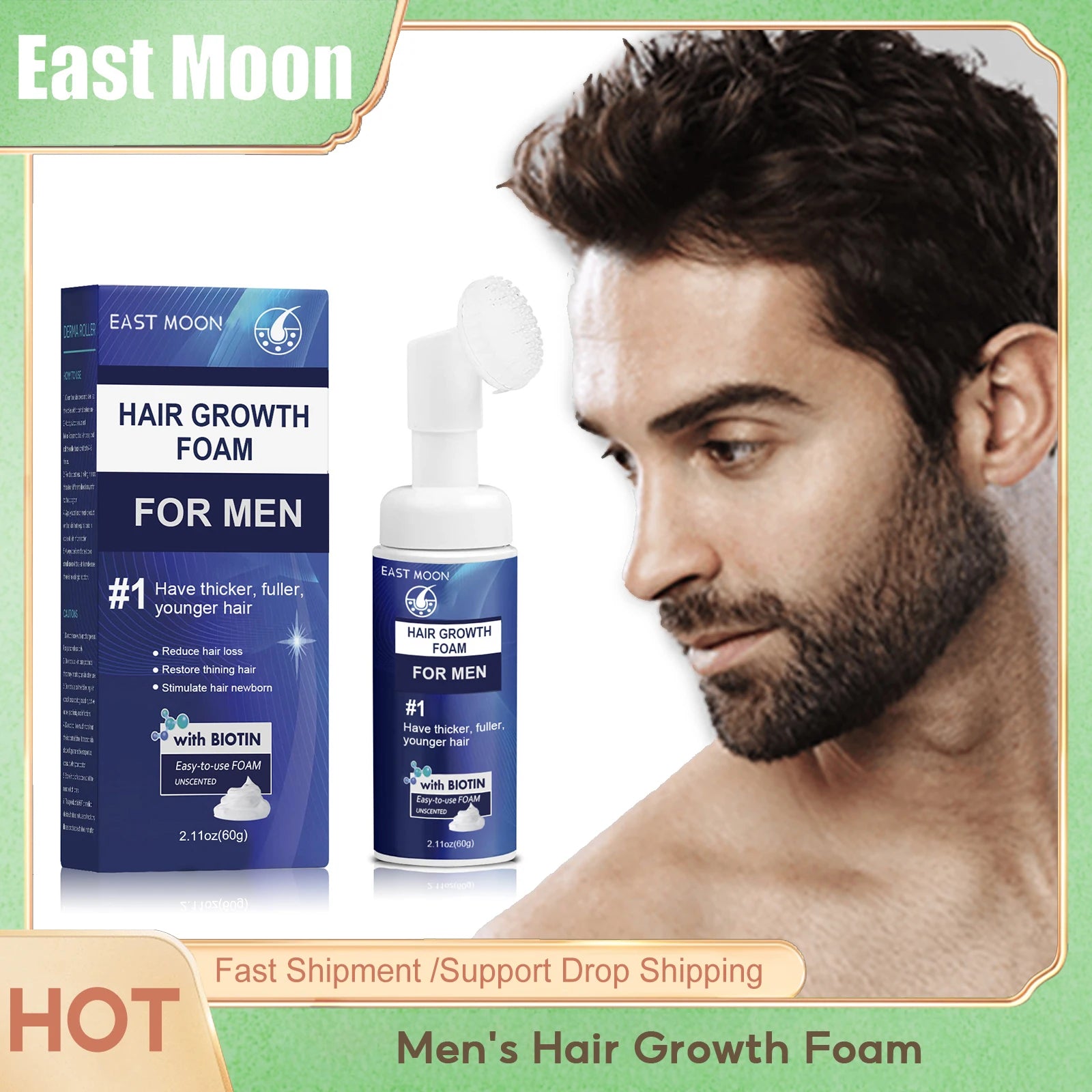 Powerful Hair Growth Foam Anti Loss Fast Growing Scalp Damaged Hair Repair Strengthen Thicker Nourish Regrowth Hair Foam for Men