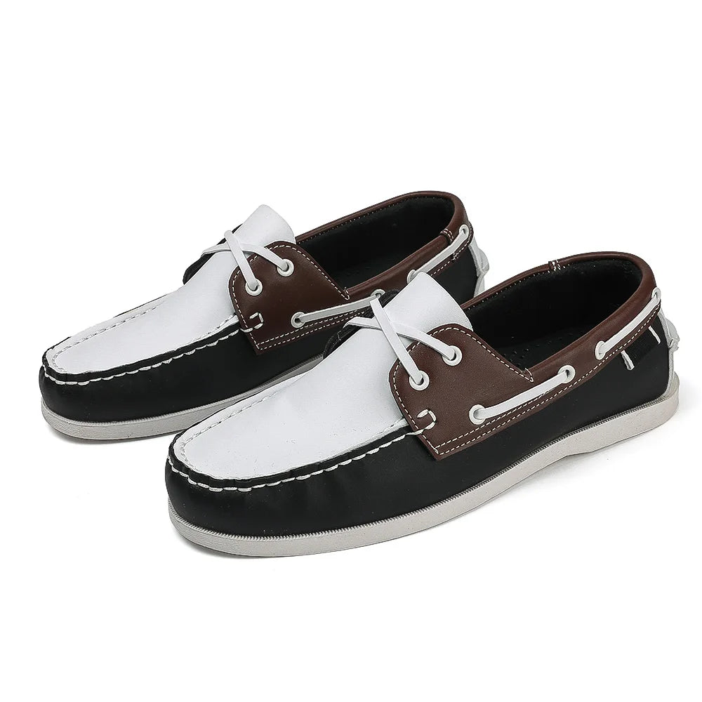 Men's Trendy Apron Toe Loafer Shoes, Slip On Comfy Non Slip For Outdoor Walking Traveling, Spring And Summer