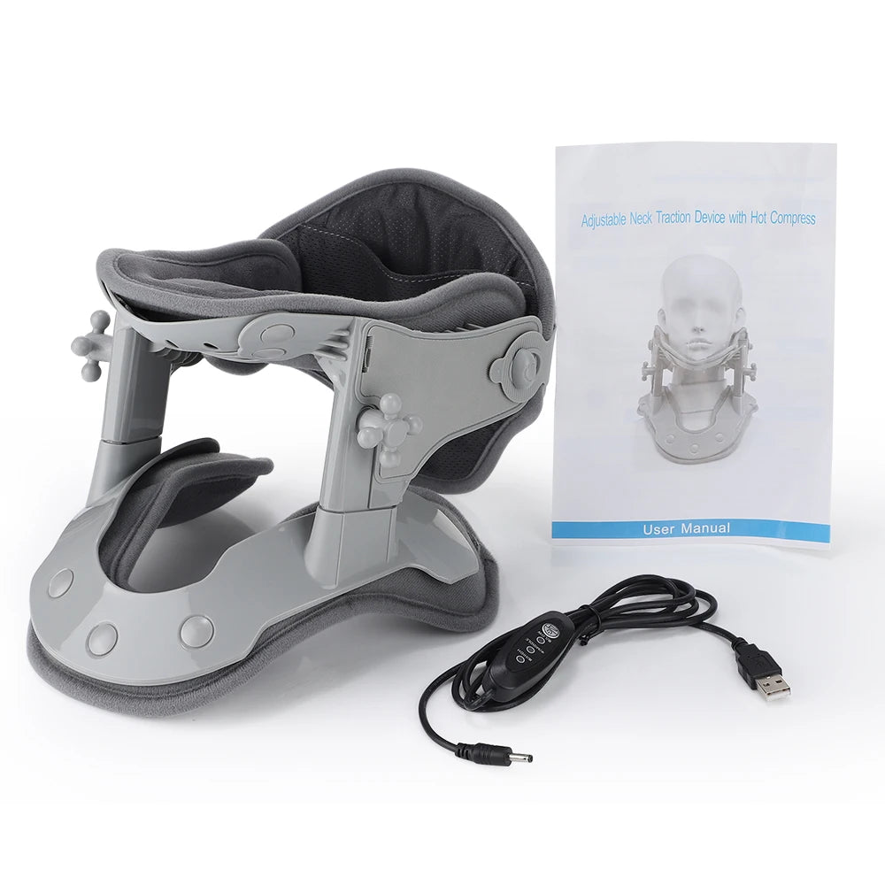 Medical Neck Traction Device Heating Cervical Collar Correction Kit Ergonomic Neck Retractor Cervical Collar Stretcher for Adult