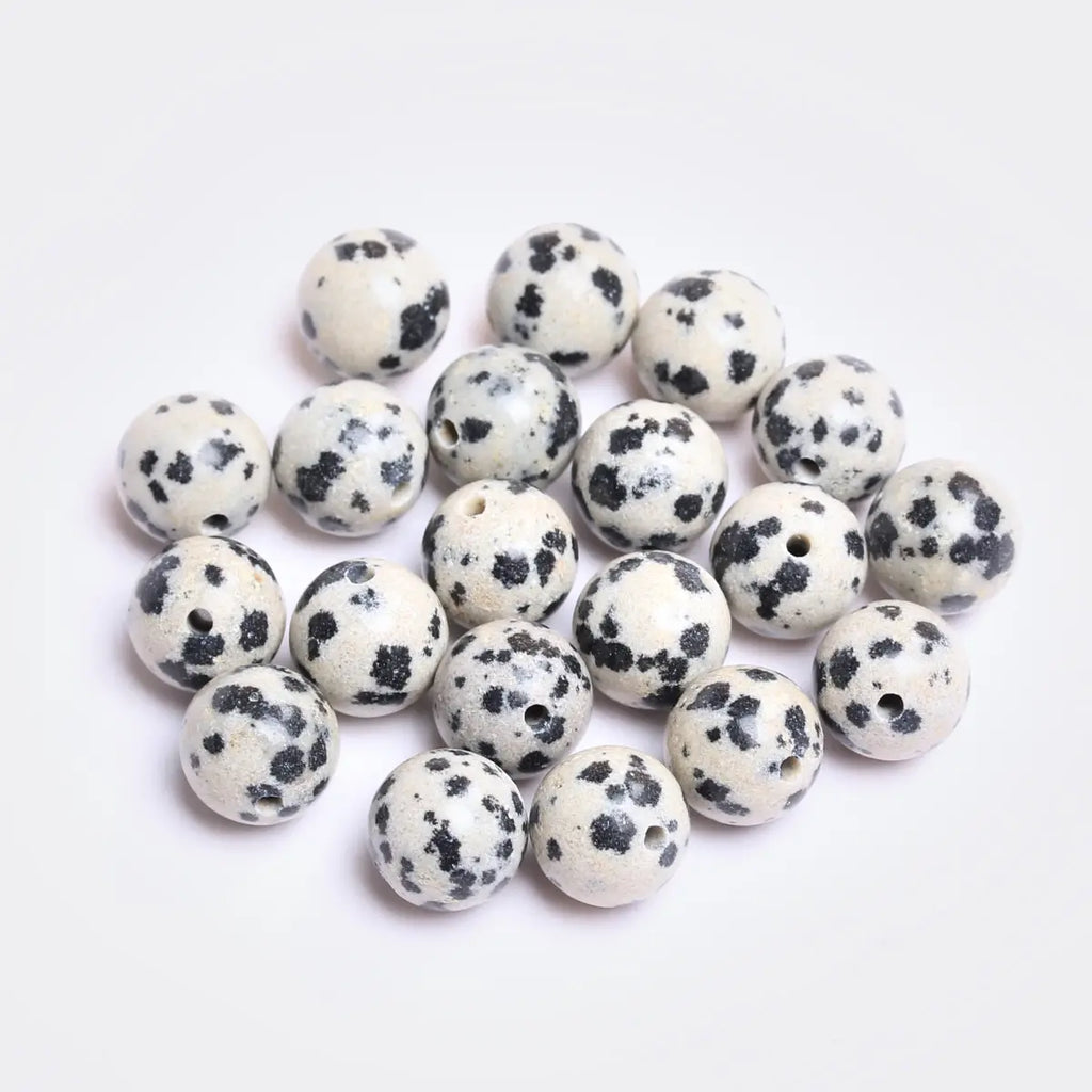 40-15pcs/bag 4mm/6mm/8mm/10mm/12mm Natural Stone Round Loose Dalmatian Jasper Bead for Jewelry Making DIY Bracelet