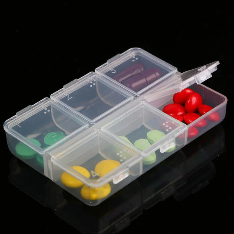 6 Grids Mini Medicine Organizer Boxes Shelf Pills Storage Case Organizer Compartment Travel Portable Pill Boxes Weekly Dispenser
