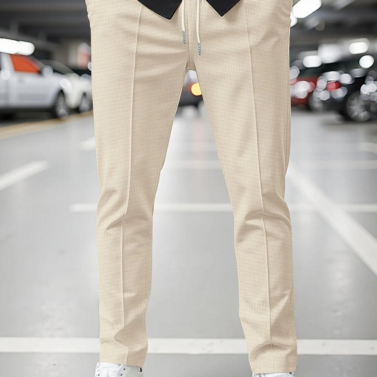 Men'S Summer Casual Loose Fit Pants Breathable Elastic Waist with Drawstring Mid-Rise Stylish and Trendy Everyday Comfort Pants