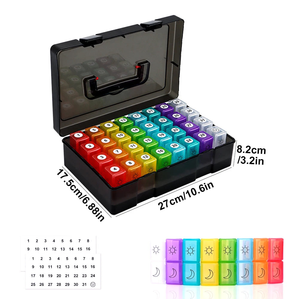 1pcs  Monthly Pill Organizer 2 Times a Day,30 Day Pill Organizer with 32 Daily Pill Box and Travel Case,for Medicine,Vitamin