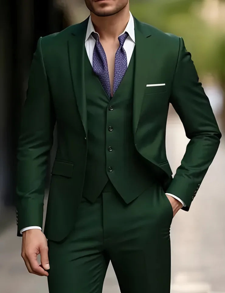 Elegant Men's Suit Sets- Slim Fit Tuxedo Set for Weddings & Formal Occasions, Black Suit