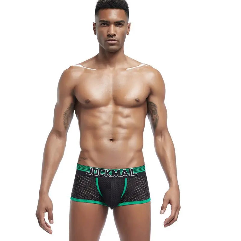 JOCKMAIL Men Underwear Boxes Mesh Quick Drying Ice Silk Breathable Youth Fashion Calzoncillos Sexy Am Gosteren Killer Sansursuz