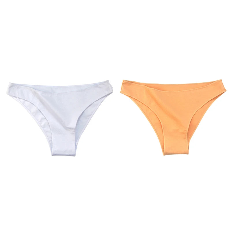2Pcs Women Cotton Panties Comfortable Underwear Solid Low Waist Briefs Female Underpants Elasticity Breathable Lingerie M-XL