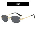 New Fashionable Oval Frameless Sunglasses UV400 UV Protection Glasses Fashionable Street Style Outdoor Driving Travel Sunglasses