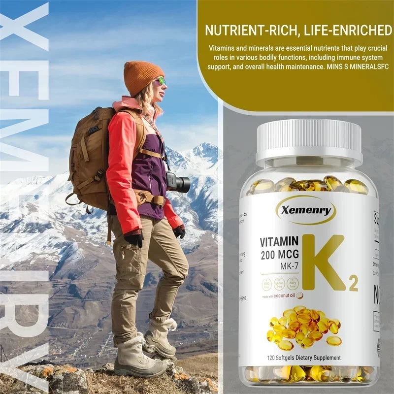 Vitamin K2 MK-7 Supplement - Supports Heart, Bone, Joint and Dental Health, Boosts Immunity, Easy To Absorb, Improves Energy