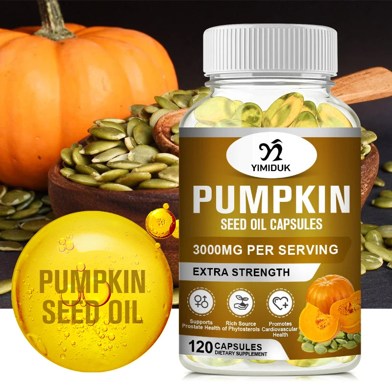 Best Pumpkin Seed Oil 3000mg Capsules, Support Heart Health, Cholesterol Support & Antioxidant Benefits, Overall Vitality, Vegan