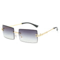 Vintage Rimless Rectangle Sunglasses for Women Men Shades Fashion Frameless UV400 Protection Lens Sun Glasses