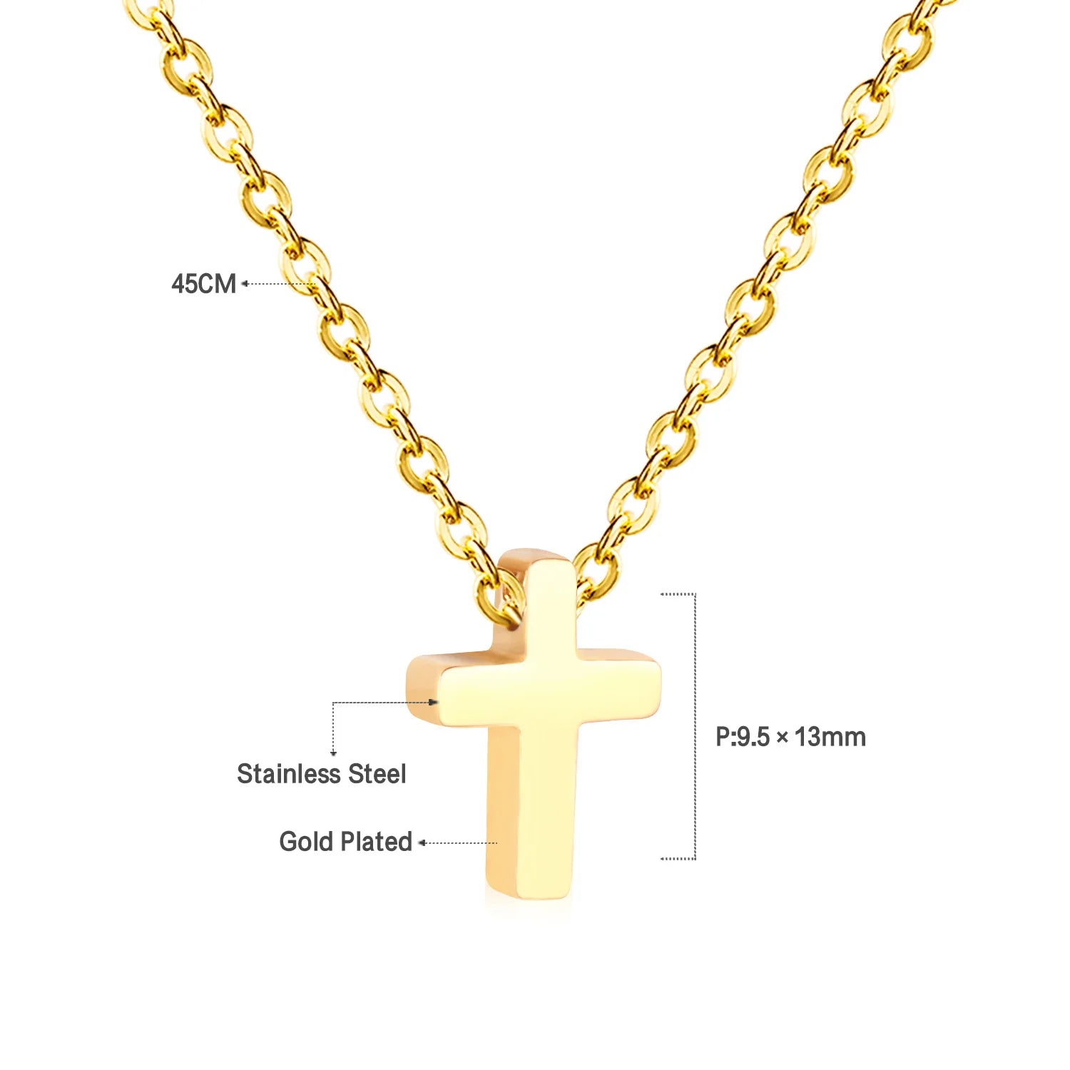 Classic Cross Pendant Necklaces For Women Girls Fashion Gold Plated Stainless Steel O Chain Collares Para Mujer Jewelry Gifts