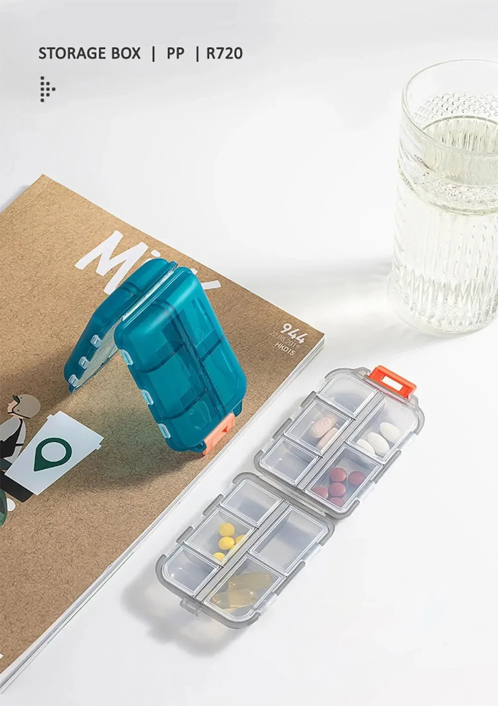 Convenient Travel Pill Organizer Dispenser Portable Pocket Pharmacy Medicine Box Small Case 10 Grids Storage Vitamin Fish Oil