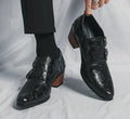 Men's Wedding Shoes Fashion Slim Fit Pointed High Heel Pullover Shoes Breathable Leather Shoes Classic Vintage Men's Dress Shoe