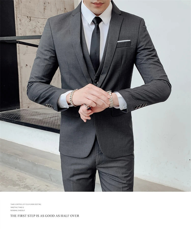 Suits for Men - 3 Pieces - New Fabrics - Fashionable Business Gentleman - Slim Fit - Wedding  Professional Business Formal Dress