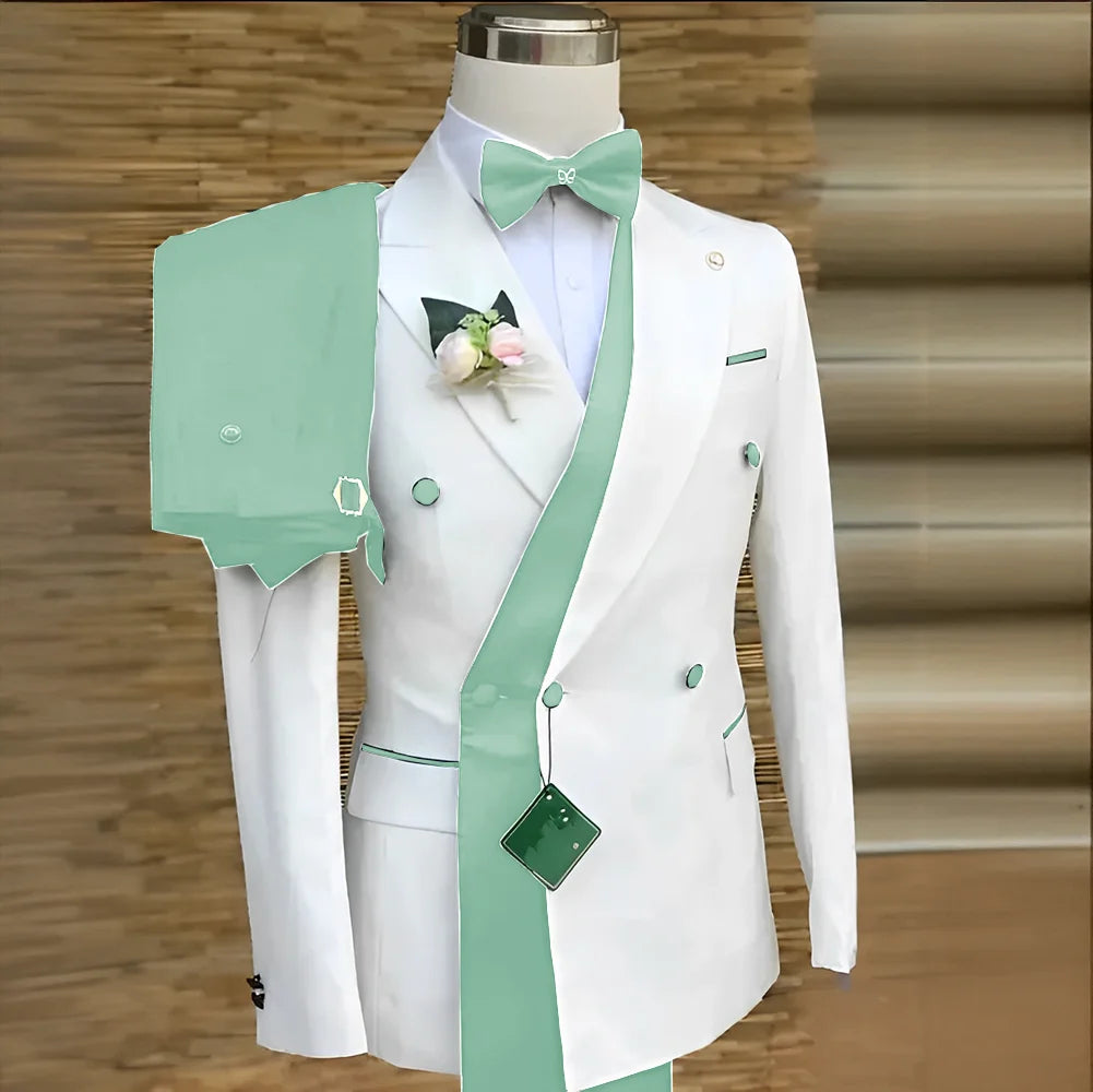 Double Breasted Formal Suits for Men Business Prom Blazer with Pants Wedding Groom Tuxedo Male Suits Custom 2 Pieces Suit Jacket