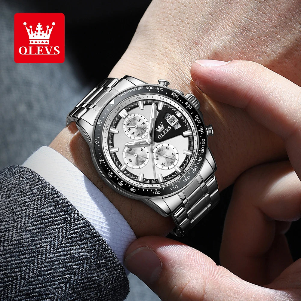 OLEVS Top Men's Watches Luxury Waterproof Luminous Classic Quartz Wrist Watch for Men Chronograph STOP WATCH Sports Man Watch