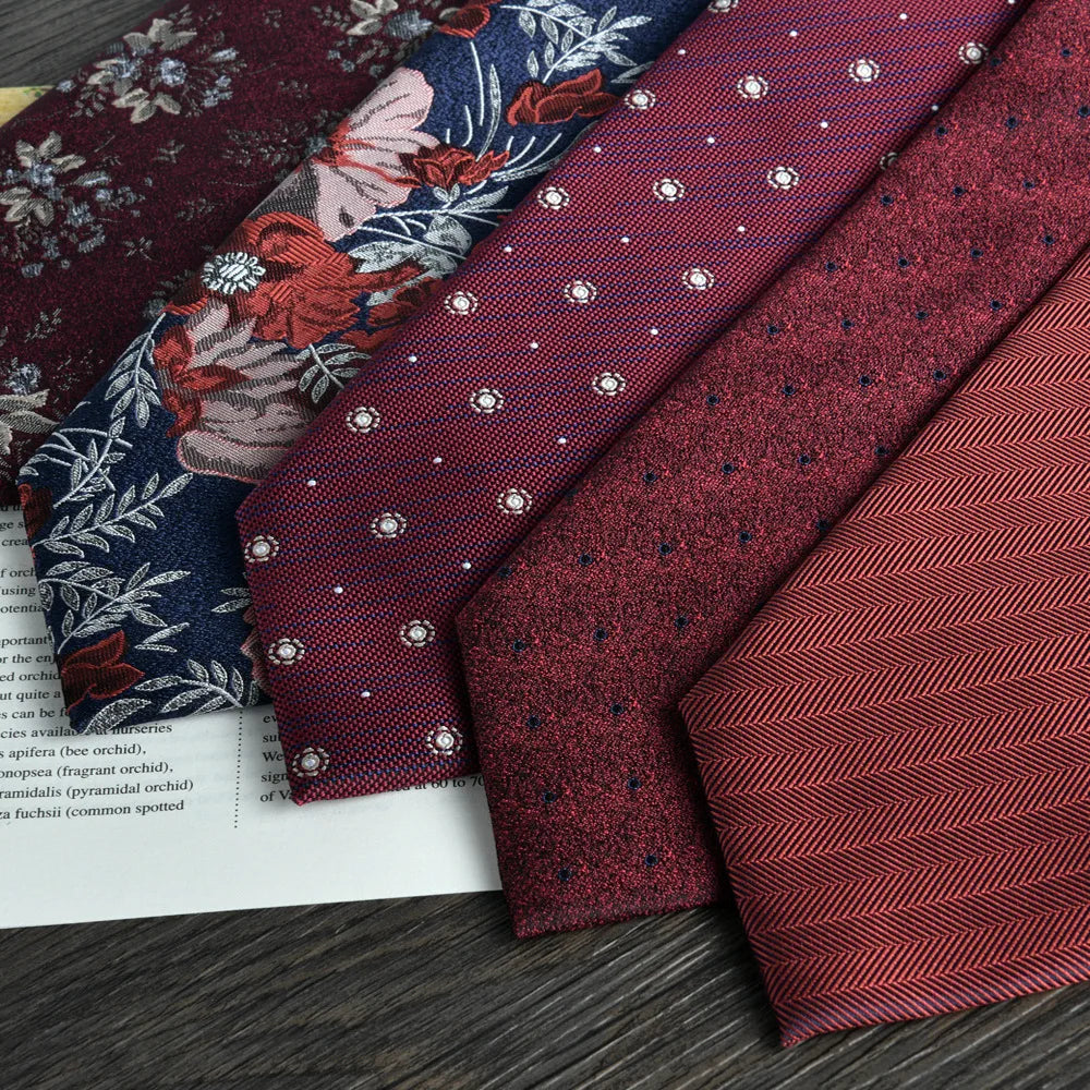 man tie set swine red 8cm Men's Formal tie and pocket square set 2-Piece Business Wedding burgundy ties for men and neckties man