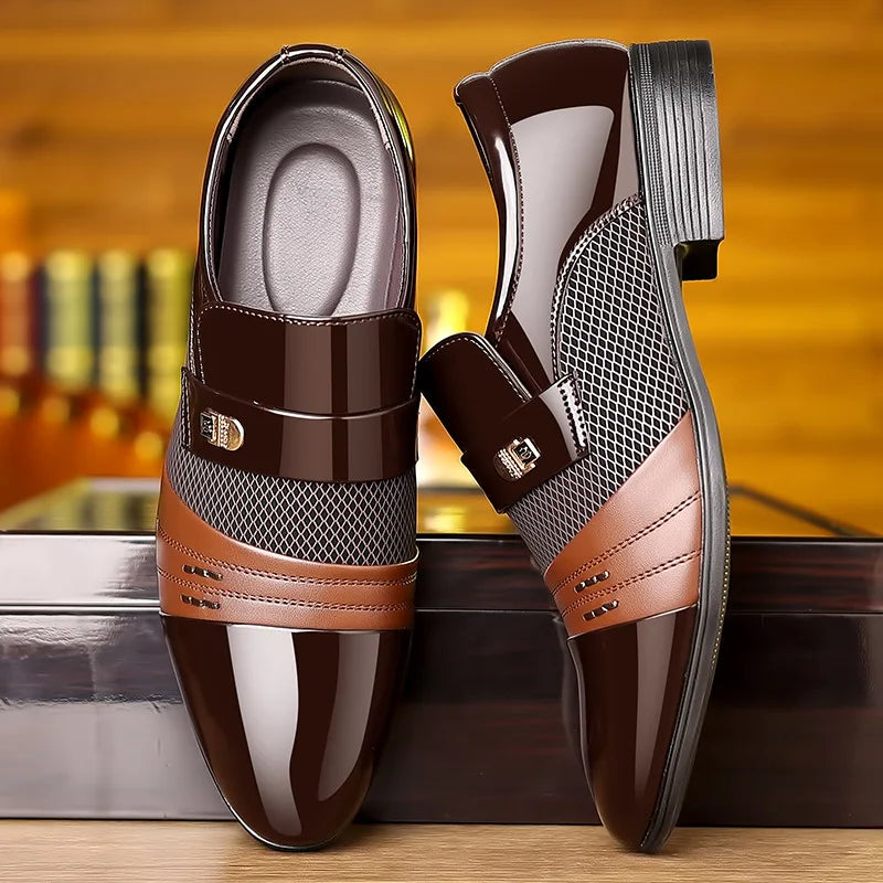 Men's Dress Shoes Pointed Toe Oxfords Classic Business Men Leather Shoes Slip on Wedding Casual Shoes Office Comfortable Loafers