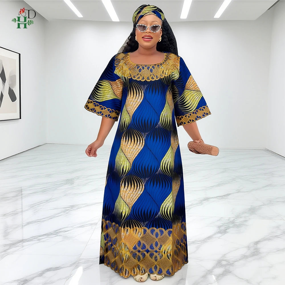 African Dresses For Women Traditional Clothing Embroidery Printed Outfits Bubu Gown Abayas Robe Kaftan Boubou Djellaba 2025 New