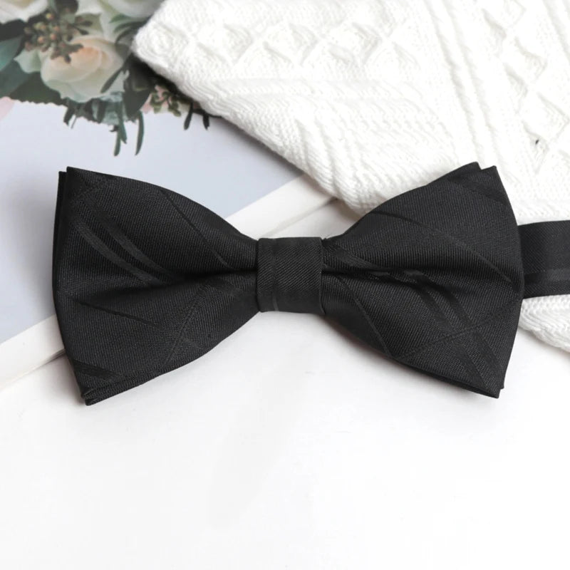 Mens Ties Solid Color Black Bowtie for Men British Style Double-layered Bowknot Wedding Party Butterfly Cravat Accessories Gifts