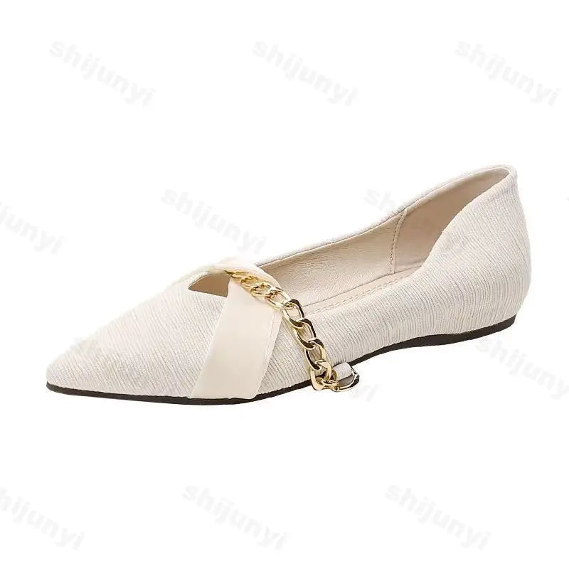 Women's Shoes Flats Office Pointed Toe Luxury Casual Shoes 2025 Flat Anti Slip Lightweight Women's Elegant Dress Banquet Shoes