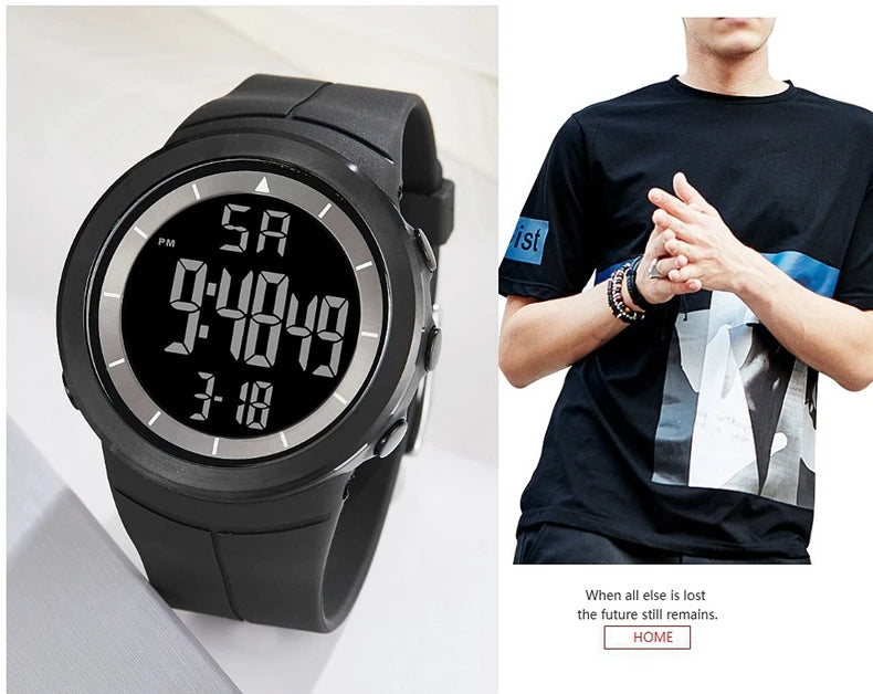 Digital Watches for Men Black Waterproof Tactical Wristwatch Big Dial Waterproof Electronic Led Military Clocks Alarm Stopwatch