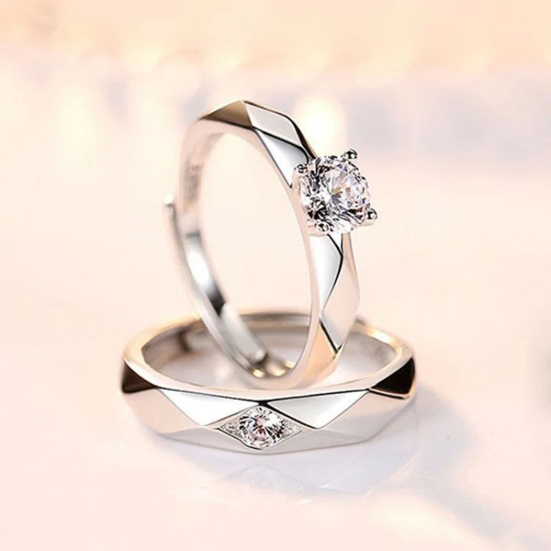 Avenneth New Simple Stainless Steel Geometry Rings Adjustable Couple Open Ring For Women Men Wedding Fashion Jewelry Gifts
