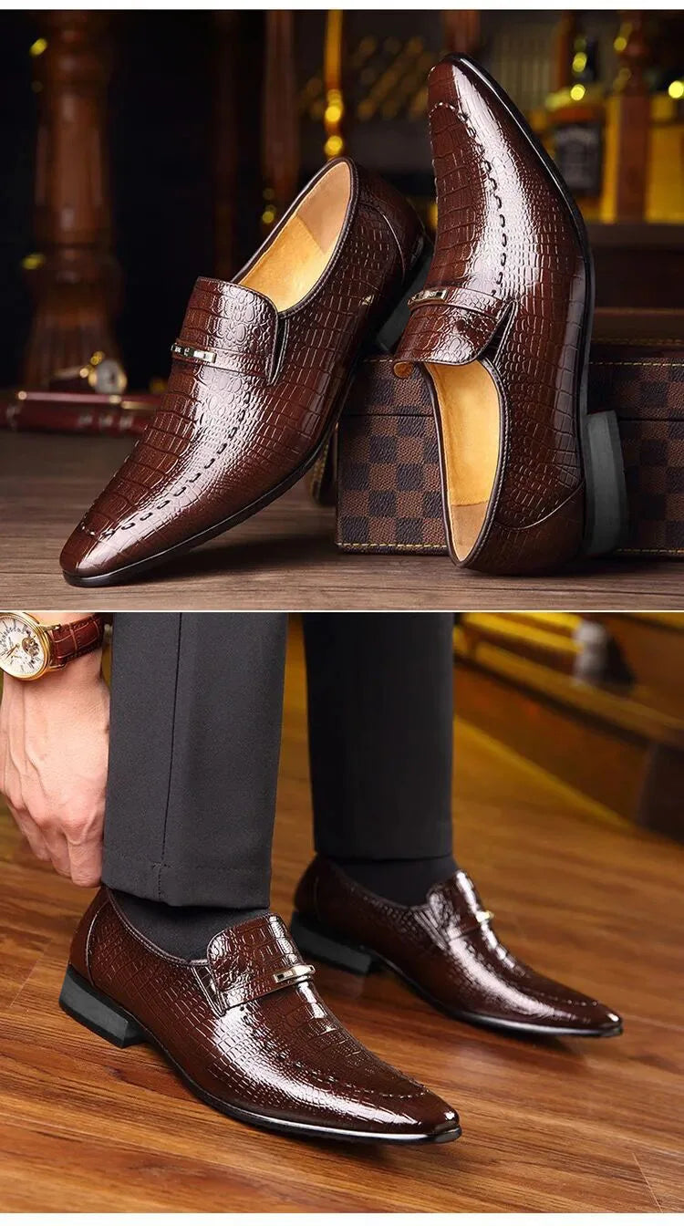 Shoes Luxury Mens PU Leather Pattern Men Business Dress Shoes Casual Social Shoe Male Wedding Footwear Zapatos Hombre 2023