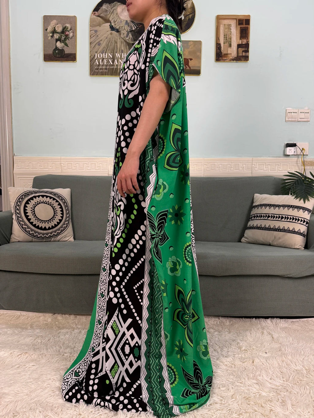Muslim Abayas For Women 2025 Cotton Floral Printed Loose Caftan Marocain Femme Robe Eid Islam African Dresses With Pocket Scarf