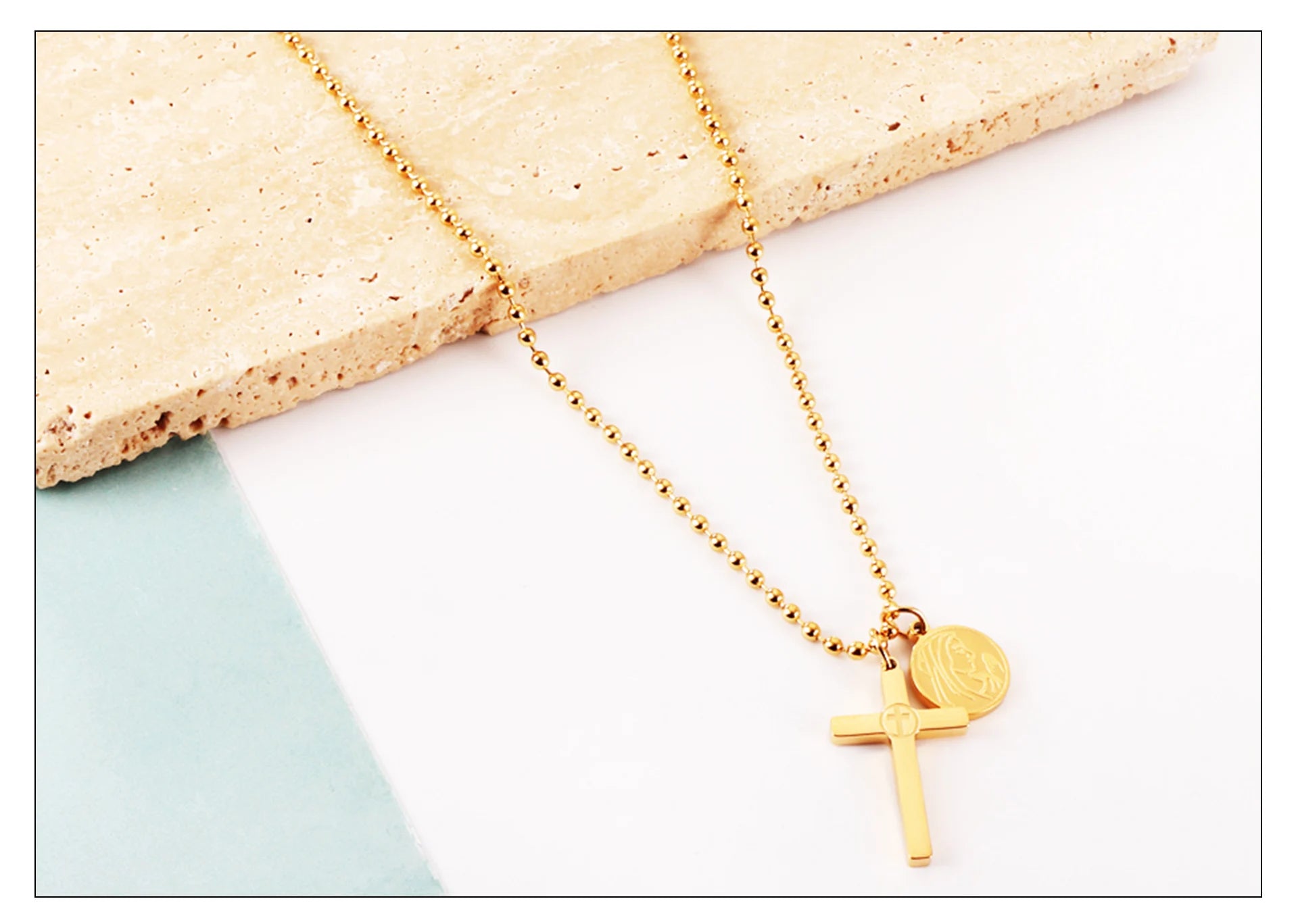 Classic Cross Pendant Necklaces For Women Girls Fashion Gold Plated Stainless Steel O Chain Collares Para Mujer Jewelry Gifts