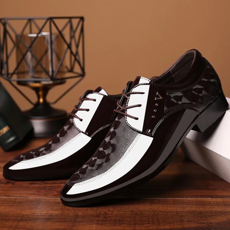 Italian Men's Leather Shoes Point Toe Business Dress Shoes Casual Office Shoe Lace Up Oxfords Luxury Wedding Party Shoes for Men