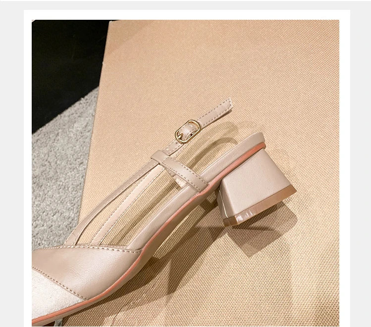 Women Sexy Chunky Heel Shoes Women Summer Pointed Toe Dress Slippers Designer 2025 New Party Pumps Walking Femme Zapatos Slides