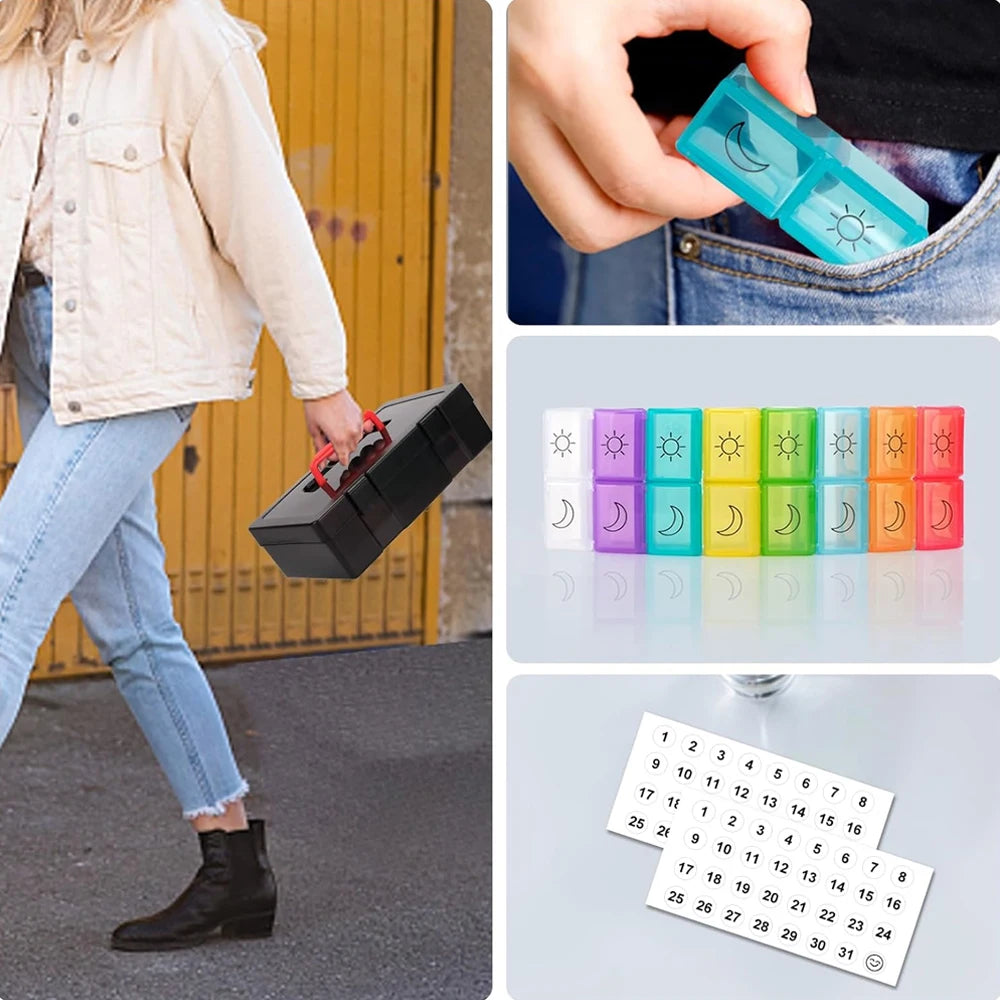 Monthly Pill Organizer 2 Times A Day, Pill Box with AM PM Compartments, Medicine Organizer for Vitamins, Supplements &Medication
