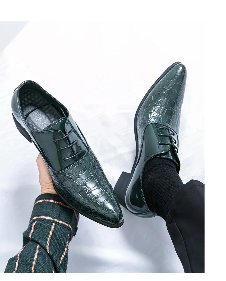 Luxury Multiple Colors High Heel Men's Shoes Fashion Moccasin Man Wedding Shoes Groom Designer Pointed Toe Leather Dress Oxfords