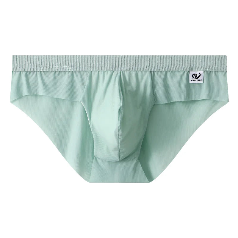 3Pieces/lot Breathable Low Waist Men's Ice Silk Briefs Seamless Shorts Sexy Underwear