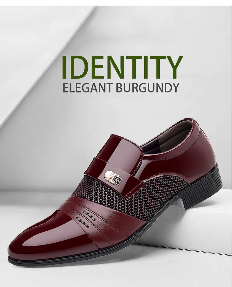 Men's Dress Shoes Pointed Toe Oxfords Classic Business Men Leather Shoes Slip on Wedding Casual Shoes Office Comfortable Loafers