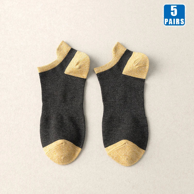 5 Pairs High Quality Cotton Men Short Socks Breathable Casual Spring Summer Crew Ankle Low-Cut Fashion Non-slip Sock for Male