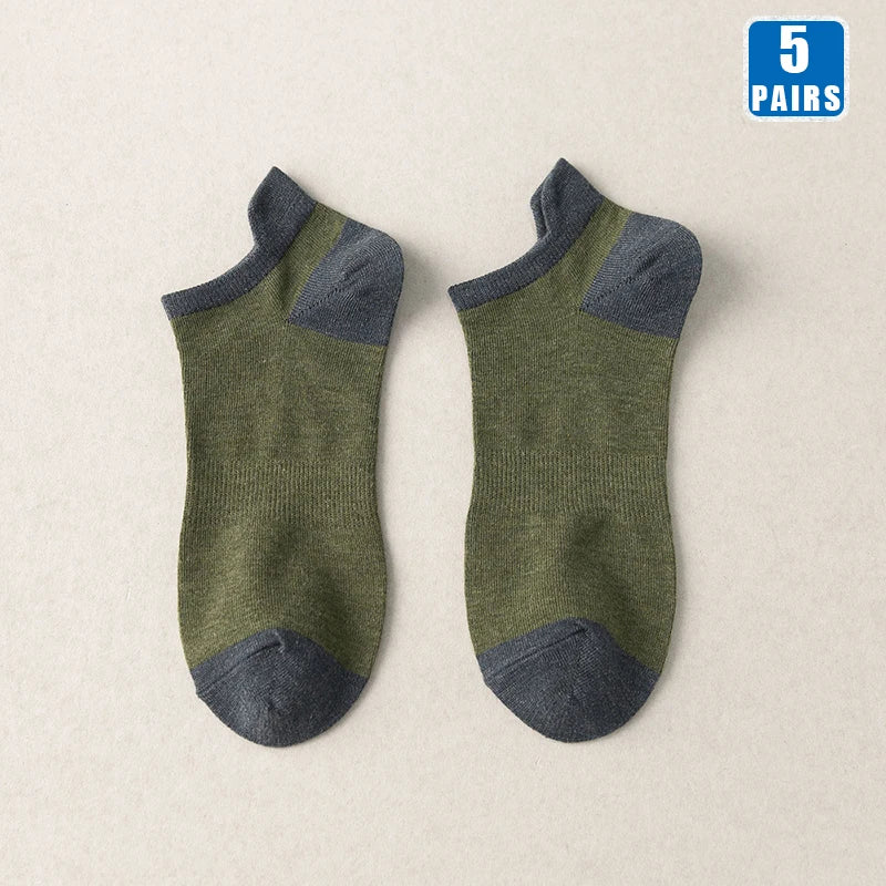 5 Pairs High Quality Cotton Men Short Socks Breathable Casual Spring Summer Crew Ankle Low-Cut Fashion Non-slip Sock for Male