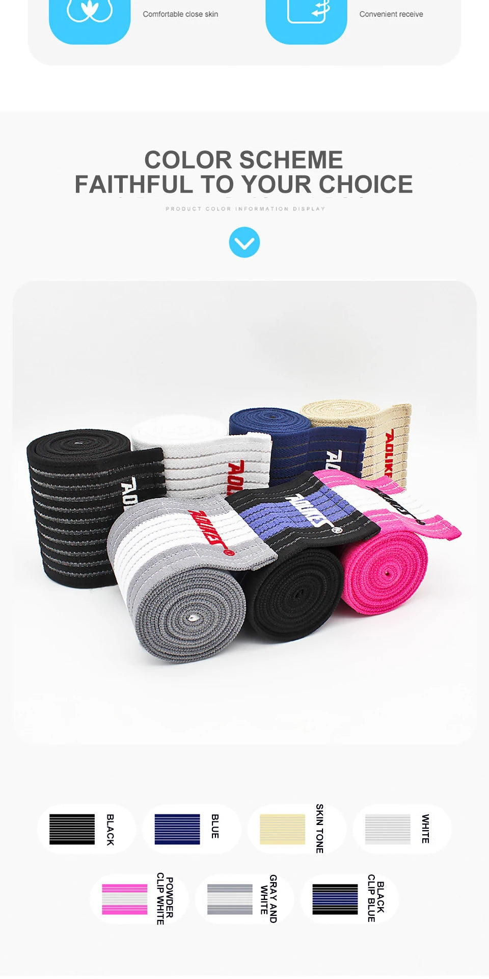 AOLIKES 1PC 40-180CM Elastic Bandage Compression Knee Support Sports Strap Knee Protector Bands Ankle Leg Elbow Wrist Calf Brace