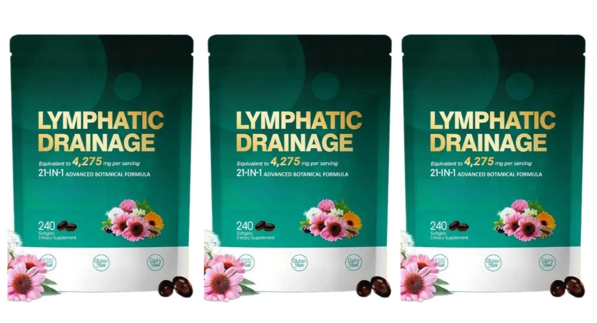 Lymphatic Drainage Capsules 4275mg 21 in 1 with Herbal Blend with Dandelion Burdock & Turmeric Supplement 240 Softgels Per Bag